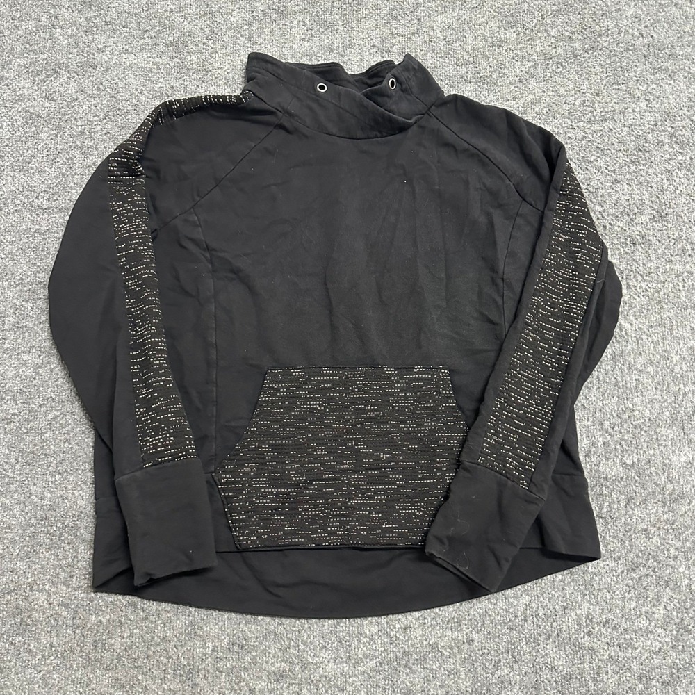 Fila Sport Sweatshirt Womens Size XL Black Mock Neck Pullover Thumbhole Athletic